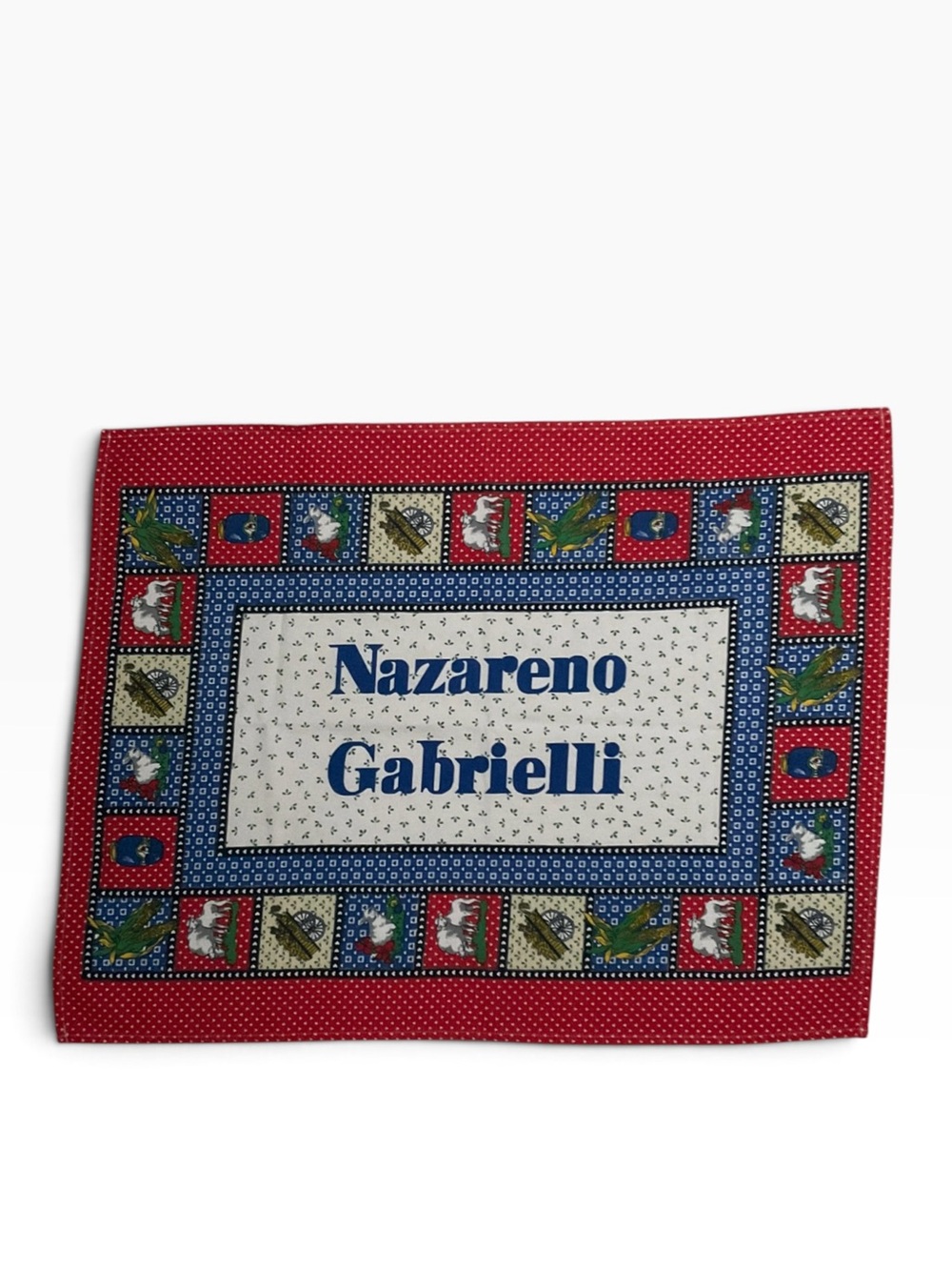NAZARENO GABRIELLI Vintage 100% Cotton Tea Towel/Placemat Historic Luxury Brand